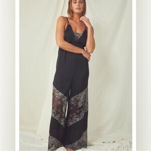 NWT Free People Satin Love Letter onesie jumpsuit XL